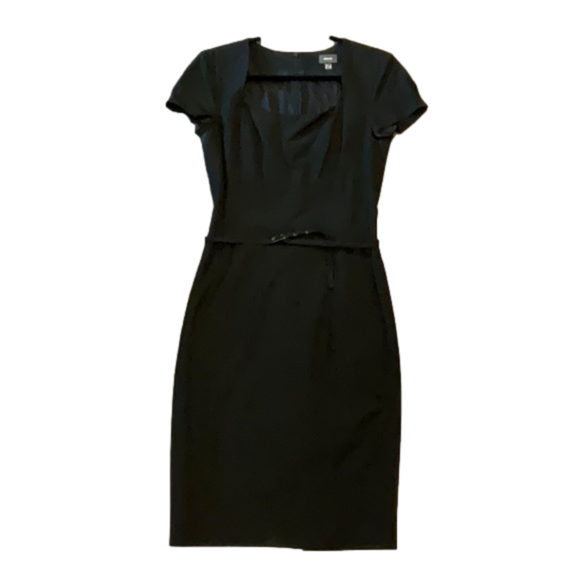 SOLD - Mexx Black Belted Midi Sheath Dress - 8 - Picture 1 of 7